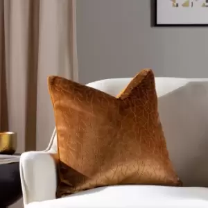 Image of Malans Cut Velvet Piped Cushion Bronze, Bronze / 45 x 45cm / Polyester Filled