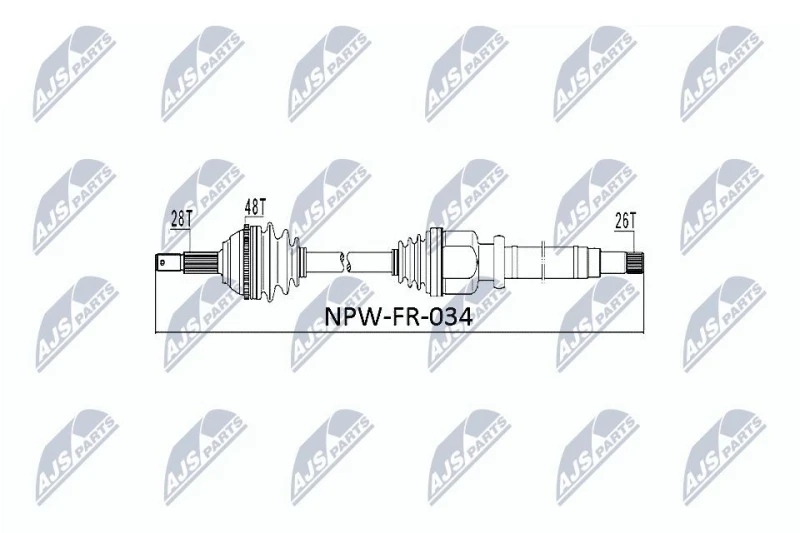 Image of NTY NPW-FR-034 Drive shaft Manual Transmission, Front Axle Right Drive Shaft (13)