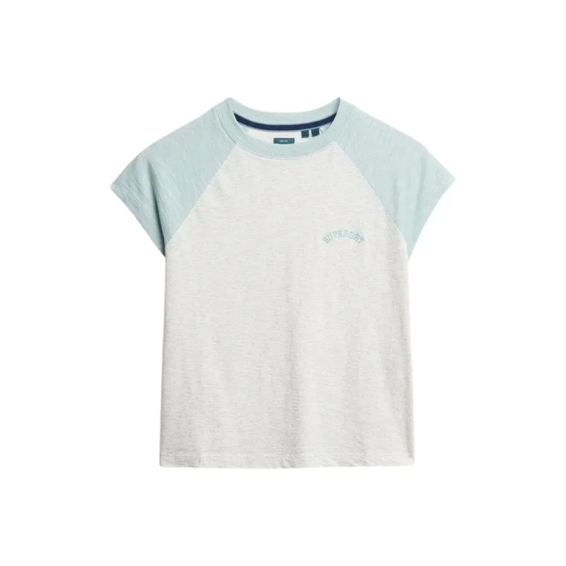 Image of Superdry Womens organic cotton raglan sleeve T-Shirt with logo Superdry Essential Bleu Female XS