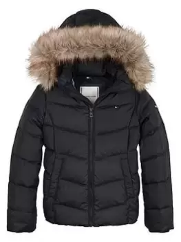 image of Tommy Hilfiger Girls Essential Down Jacket - Navy, Size 10 Years, Women