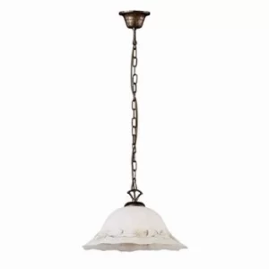 Image of Foglia 1 Light Dome Ceiling Pendant White, Black, Decorated Glass, E27