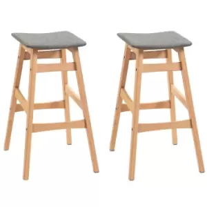 image of Homcom Bar Stool Grey Linen Upholstered Seat With Wooden Legs