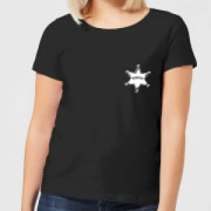 Toy Story Sheriff Woody Badge Womens T-Shirt - Black