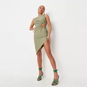 Missguided Petite Co Side Asym Midi Dress - Green