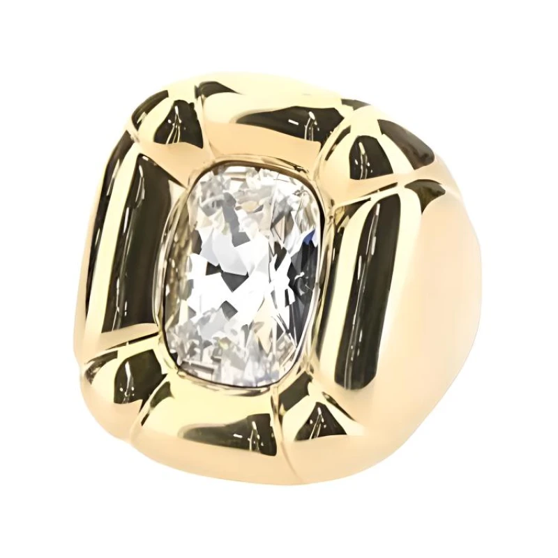 Image of Swarovski Dulcis cocktail ring, Cushion cut, Gold tone, Gold-tone plated - Clear Clear ONE SIZE