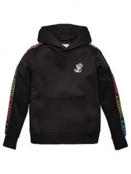 Image of Illusive London Boys Taped Overhead Hoodie - Black, Size 7-8 Years