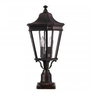 Image of 2 Light Medium Outdoor Pedestal Light Grecian Bronze IP44, E14