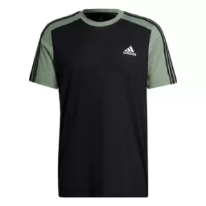 image of adidas Essentials M lange T-Shirt Mens - Black / Green Oxide Mel