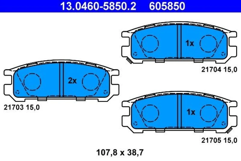 Image of ATE 13.0460-5850.2 Brake pad set with acoustic wear warning Brake Pad Set,disc brake (402)