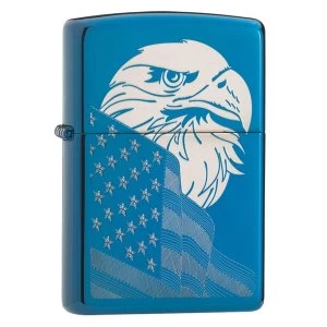 Image of Zippo Unisexs Eagle and Flag Design Blue Regular Windproof Lighter