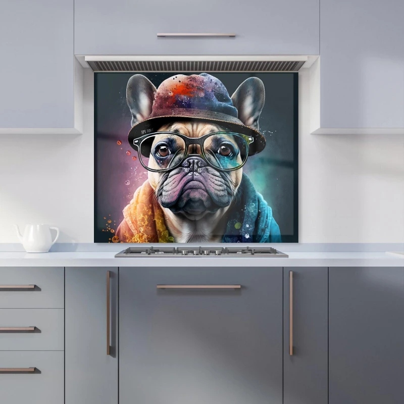 Image of Warren Reed - Designer French Bulldog Dog Splashart Kitchen Splashback Size: 600mm x 750mm Multicolor Unisex 600mm x 750mm