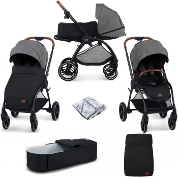 image of Kinderkraft Evolution 2in1 Stroller with Cocoon Carrycot - Platinum Grey