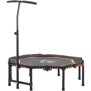 Image of 48Octagonal Mini Trampoline Rebounder Indoor Outdoor Foldable Mini Jumper with Adjustable Handle - Orange - Homcom