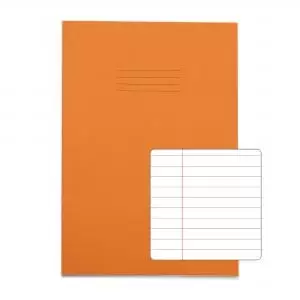 Image of RHINO A4 Exercise Book 32 Pages 16 Leaf Orange 8mm Lined with Margin