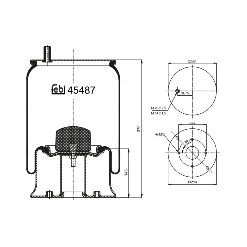 Image of FEBI BILSTEIN 45487 Boot, air suspension Rear Axle Boot,air suspension (324)