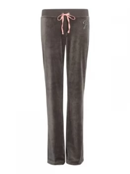 image of Juicy Black Label Embellished Velour Del Rey Tracksuit Bottoms Grey