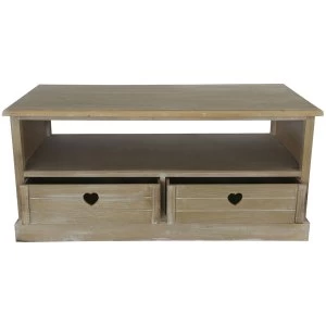 image of Charles Bentley Whitewashed Heart TV Unit - Brown