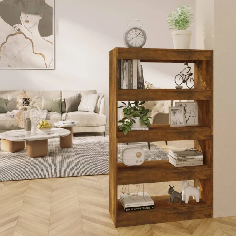 Image of VIDAXL Book Cabinet/Room Divider Smoked Oak 80x30x135cm Engineered Wood Vidaxl 8720286844519