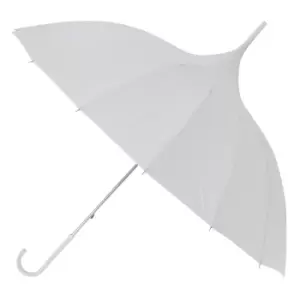 image of X-brella Leather Look Handle Pagoda Wedding Umbrella (One Size) (WHITE)