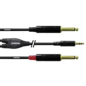 Image of Cordial CFY3WPP Audio/phono Adapter cable [1x Jack plug 3.5mm - 2x Jack plug 6.35 mm] 3m Black