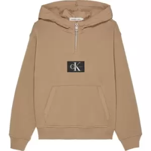 Image of Calvin Klein Jeans Quilted Mix Media Hoodie - Beige