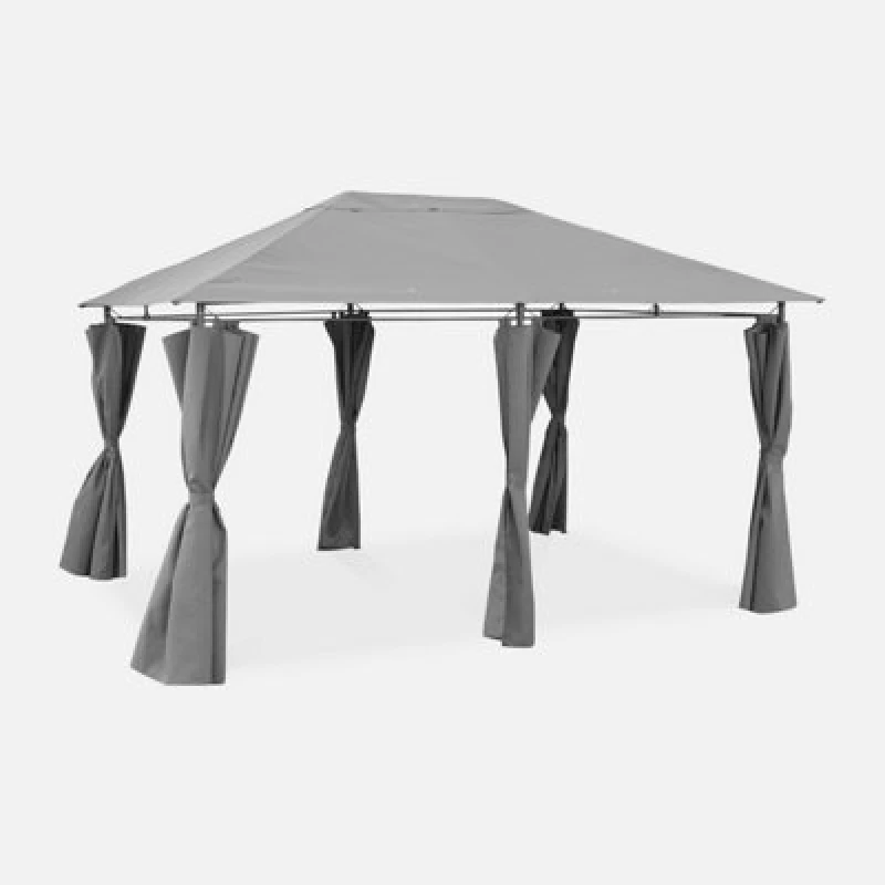 Image of Sweeek - Heavy Duty 3X4M Gazebo With Curtains Divio Grey 367X267X262 Cm