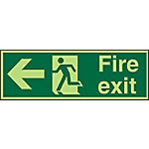 Image of Fire Exit Sign Left Arrow Acrylic 15 x 45 cm