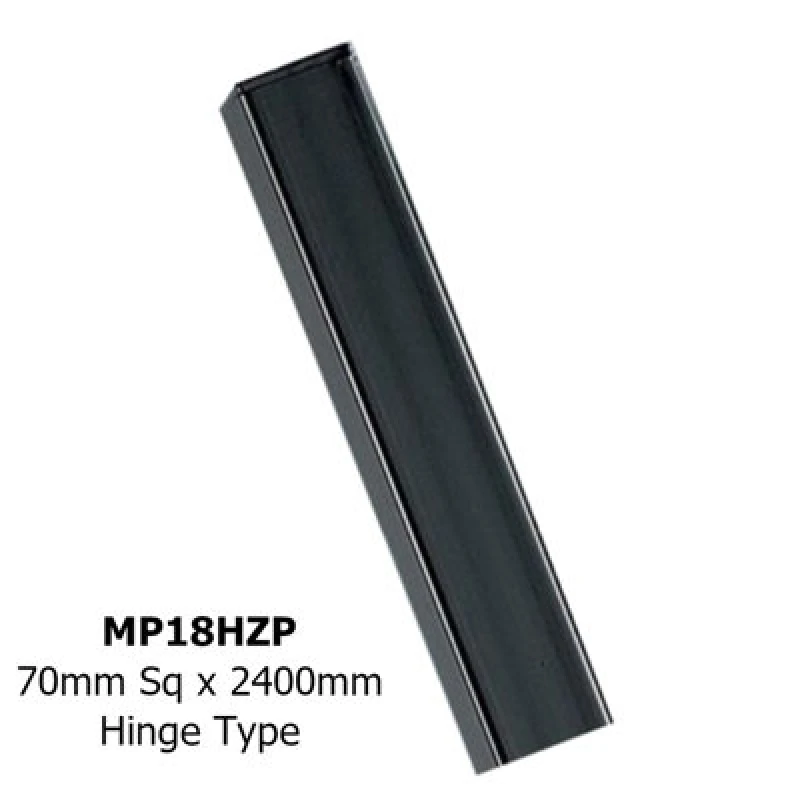 Image of Burbage Iron Craft Square Flat Top Concrete-In Posts, Hinge - Solid Steel - L70 X W70 X H2400 mm - Electro Galvanised/black Powder Coated