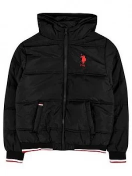 Image of U.S. Polo Assn. Boys Padded Jacket - Black, Size Age: 8-9 Years