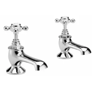 Image of Topaz Hexagonal Crosshead Basin Taps Pair - Chrome - Hudson Reed