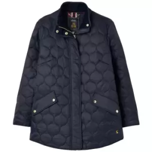 Image of Joules Womens Rosedale Mid Length Onion Quilted Jacket Marine Navy 18