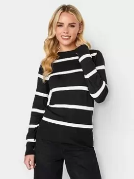 image of PixieGirl Petite Mono Stripe Jumper, Black, Size 12-14, Women