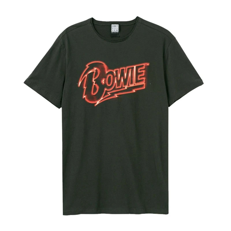 Image of Amplified Amplified Men Neon Sign David Bowie T-Shirt in Charcoal Size: Small Charcoal S Male 5063238001572