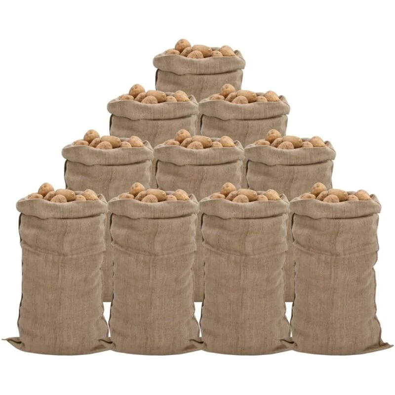 Image of Vidaxl Jute Sacks 10 Pcs 65X135cm 100% Jute 340 Gsm, Brown 155786
