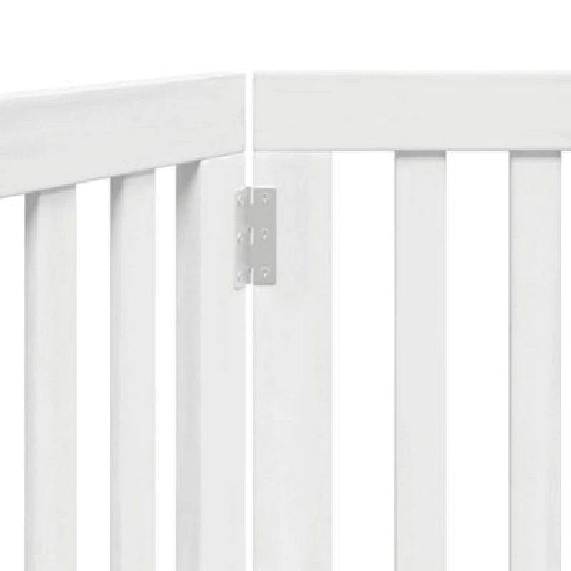 Image of vidaXL Dog Gate Foldable 2 Panels White 160cm Poplar Wood, White 352250