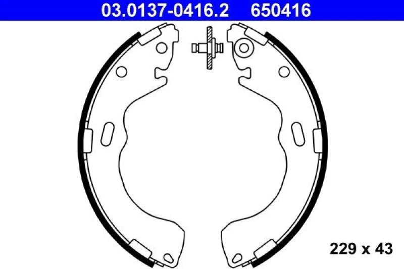 Image of ATE 03.0137-0416.2 Brake Shoes without lever Brake Shoe Set (70)