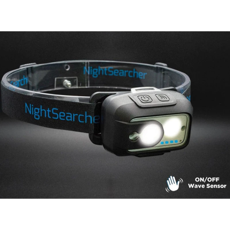 Image of NightSearcher LightWave 520 Rechargeable Head Torch with On/Off Wave Sensor