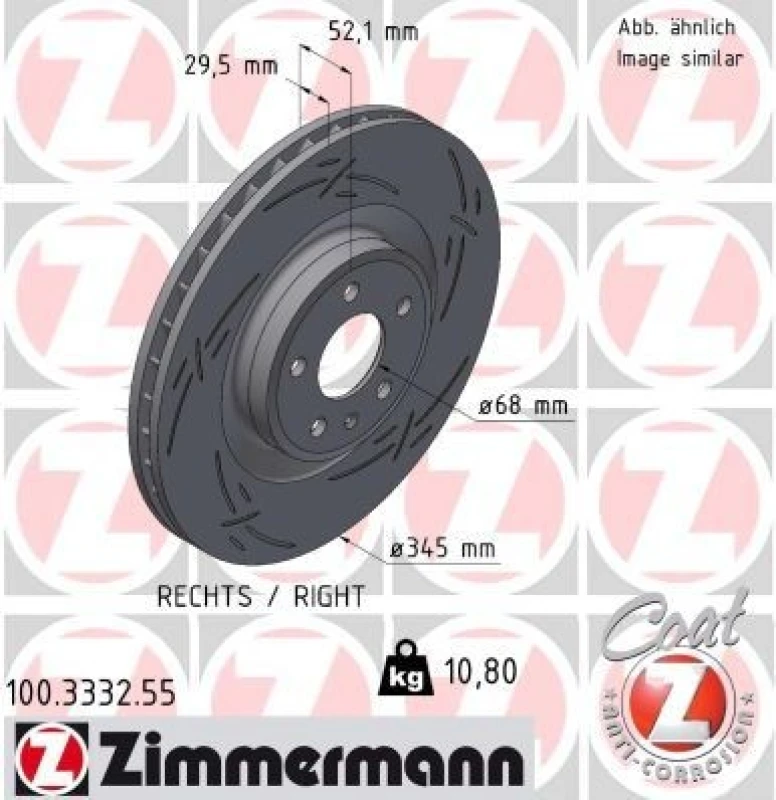 Image of ZIMMERMANN Brake disc ZIMMERMANN 100.3332.55