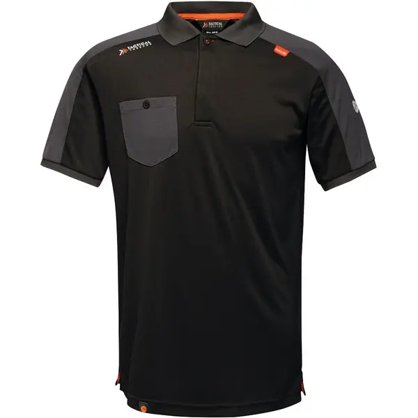 Image of Regatta Mens Tactical Threads TRS167 Offensive Wicking Workwear Polo Shirt 3XL Chest 49-51' - 124.5-129.5cm - BLACK