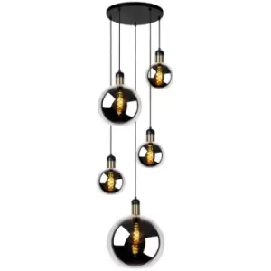 image of Lucide JULIUS - Cluster Pendant Light - 5xE27 - Smoke Grey