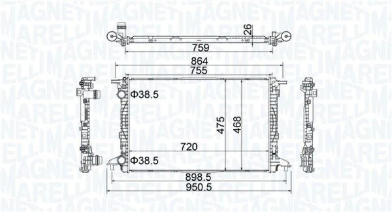 Image of MAGNETI MARELLI Engine radiator MAGNETI MARELLI 350213208900