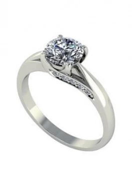 image of Moissanite 18 Carat White Gold 1.1 Carat Brilliant Solitaire Ring with Stone Set Mount, Size H, Women