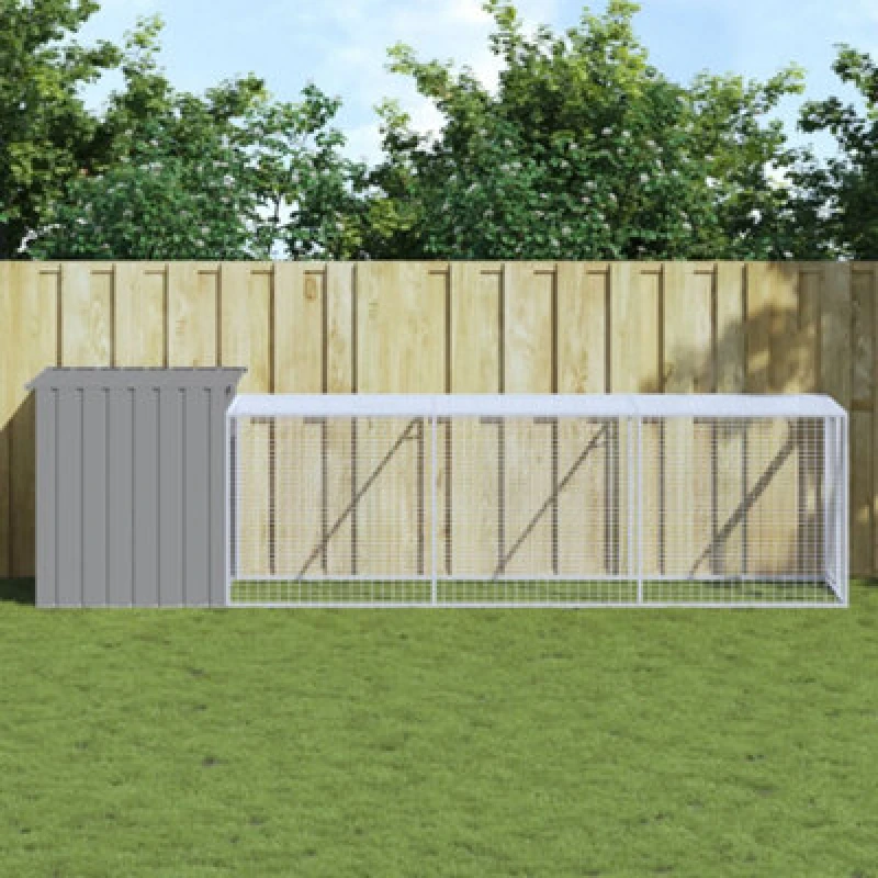 Image of VIDAXL Vidaxl - Chicken Cage with Run Light Grey 110x405x110cm Galvanised Steel 3189094