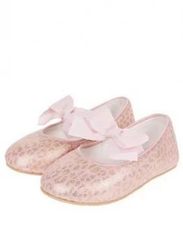 Image of Monsoon Baby Girls Leonie Leopard Walker Shoes - Pale Pink
