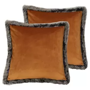 image of Paoletti Kiruna Twin Pack Polyester Filled Cushions Rust