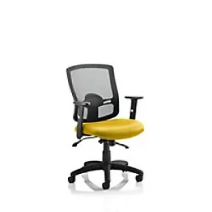 Image of Dynamic Basic Tilt Task Operator Chair Height Adjustable Arms Portland II Black Back, Senna Yellow Seat Without Headrest Medium Back