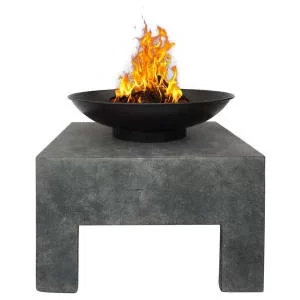 image of Charles Bentley Metal Outdoor Fire Pit with Square Stand