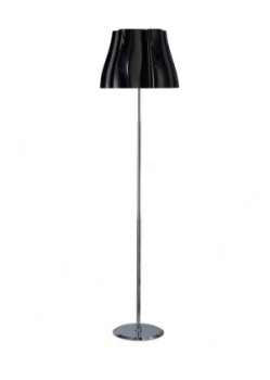 image of Floor Lamp 3 Light E27, Gloss Black, Polished Chrome