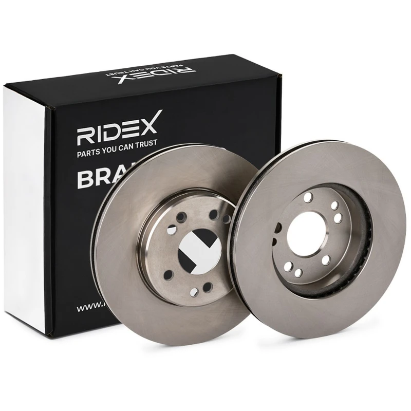 Image of RIDEX 82B1064 Brake disc Front Axle, Vented, Cast Iron, Uncoated, Untreated, without bolts/screws Cast Iron Brake Disc (82)