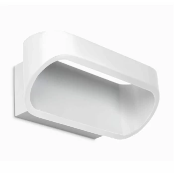 image of 05-leds C4 - Oval LED wall light, matt white aluminum, 18 cm